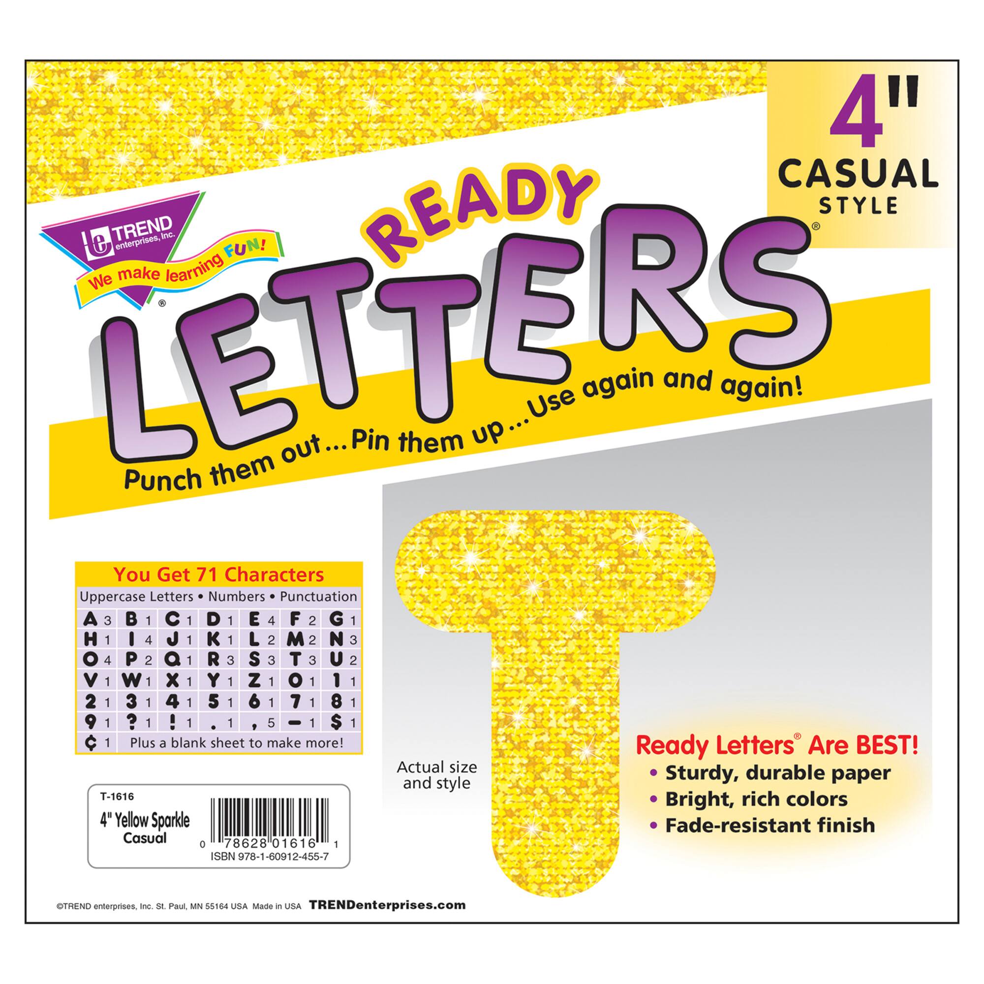 TREND Enterprises® Sparkle 4" Casual Uppercase Ready Letters®, 71 Per Pack